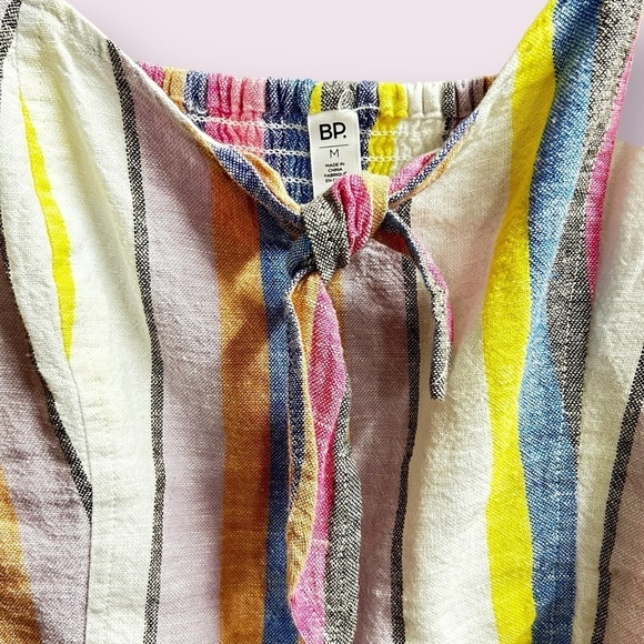 BP Pastel Striped Tie Front Ruffle Crop Top, Size M, Summer Festival - Picture 3 of 6